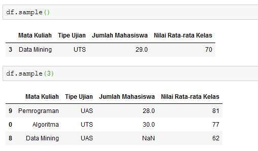 contoh penggunaan sample()